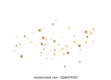 La estrella de oro-confiti cae sobre un fondo blanco. Ilustración de brillantes estrellas voladoras. Elemento decorativo. Lujo para su diseño, tarjetas, invitaciones, regalo, vip. 