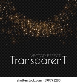 Gold Stardust. Transparent Light Effect. Fairydust. Spray. Vector illustration 