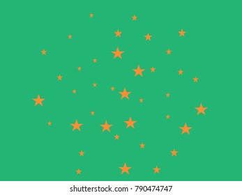 Gold starry in green background. Tiny stars. Confetti celebration, Falling golden abstract decoration for party, birthday celebrate, anniversary or event, festive. Festival decor. Vector illustration.