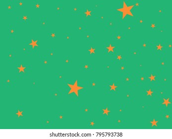 Gold starry in green background. Tiny stars. Confetti celebration, Falling golden abstract decoration for party, birthday celebrate, anniversary or event, festive. Festival decor. Vector illustration.