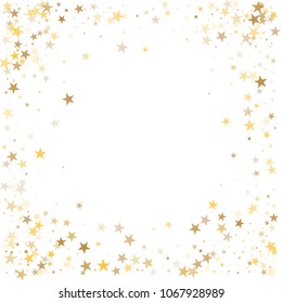 gold stars background corner, sparkling golden christmas lights confetti falling. magic shining Flying stars glitter cosmic backdrop, sparkle vector border.