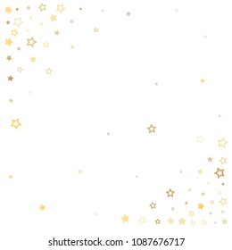 gold stars background corner vector. golden christmas lights confetti falling. magic shining Flying stars glitter cosmic backdrop, premium sparkles stardust vector border on white. 
