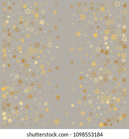 gold stars background frame vector. golden christmas lights confetti falling. magic shining Flying stars glitter cosmic backdrop, premium sparkles stardust vector border on white. 
