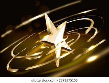 Gold stars background with light and gold effect