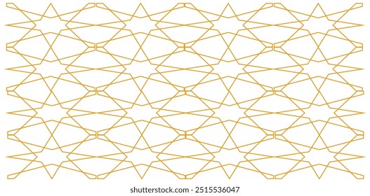 fundo de estrelas douradas. padrão sem emenda com correntes. Resumo geométrico. Estrelas douradas sobre fundo de gradiente dourado. Ilustração vetorial.