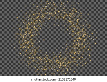 Gold Stars Background Transparent Vector. Spark Glamour Template. Golden Reflection. Particle Texture. Bright Star Magic.