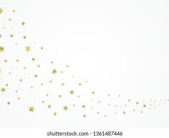 Gold stars beautifully arranged on a white background