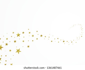 Gold stars beautifully arranged on a white background