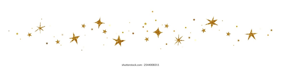 Borde de estrellas de oro, brillo brilla divisor de Navidades