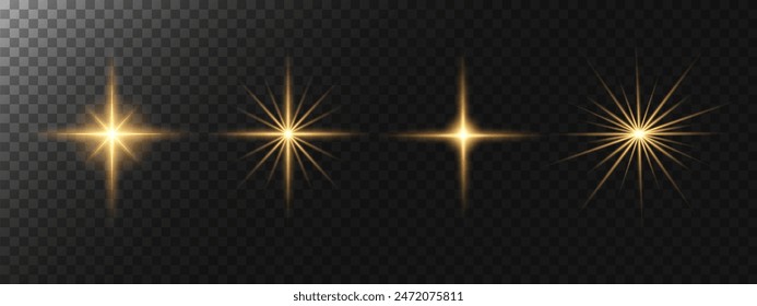 Gold Stars Collection. Abstract cool glow effect sign vector design vector. Samples for designs, posters, projects, banners, logos and business cards.