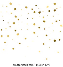 Gold stars. Confetti celebration, Falling golden abstract decoration for party, birthday celebrate, anniversary or event, festive. Festival decor. Vector illustration