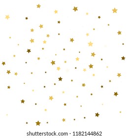 Gold stars. Confetti celebration, Falling golden abstract decoration for party, birthday celebrate, anniversary or event, festive. Festival decor. Vector illustration