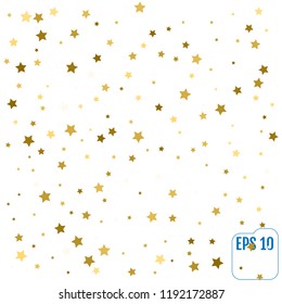 Gold stars. Confetti celebration, Falling golden abstract decoration for party, birthday celebrate, anniversary or event, festive. Festival decor. Vector illustration
