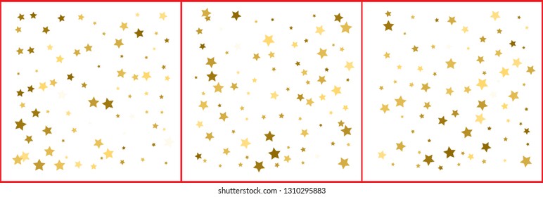 Gold stars. Confetti celebration, Falling golden abstract decoration for party, birthday celebrate, anniversary or event, festive. Festival decor. Vector illustration set