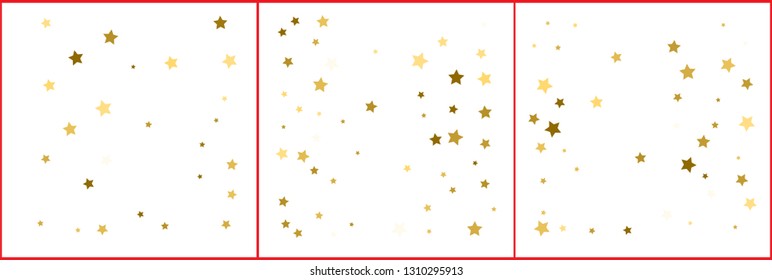 Gold stars. Confetti celebration, Falling golden abstract decoration for party, birthday celebrate, anniversary or event, festive. Festival decor. Vector illustration set