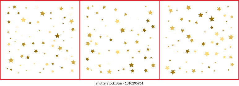 Gold stars. Confetti celebration, Falling golden abstract decoration for party, birthday celebrate, anniversary or event, festive. Festival decor. Vector illustration set