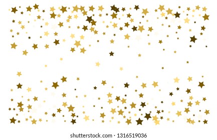 Gold stars. Confetti celebration, Falling golden abstract decoration for party, birthday celebrate, anniversary or event, festive. Festival decor. Vector illustration