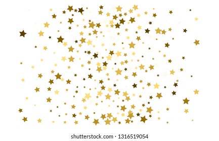 Gold stars. Confetti celebration, Falling golden abstract decoration for party, birthday celebrate, anniversary or event, festive. Festival decor. Vector illustration