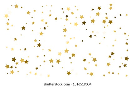Gold stars. Confetti celebration, Falling golden abstract decoration for party, birthday celebrate, anniversary or event, festive. Festival decor. Vector illustration
