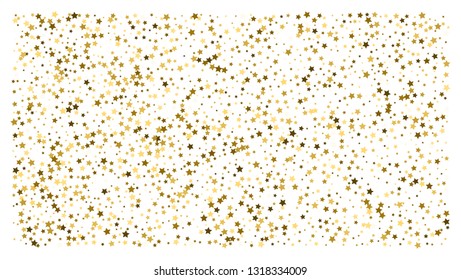 Gold stars. Confetti celebration, Falling golden abstract decoration for party, birthday celebrate, anniversary or event, festive. Festival decor. Vector illustration