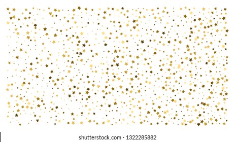 Gold stars. Confetti celebration, Falling golden abstract decoration for party, birthday celebrate, anniversary or event, festive. Festival decor. Vector illustration