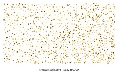 Gold stars. Confetti celebration, Falling golden abstract decoration for party, birthday celebrate, anniversary or event, festive. Festival decor. Vector illustration