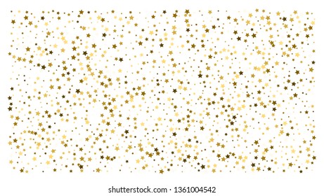 Gold stars. Confetti celebration, Falling golden abstract decoration for party, birthday celebrate, anniversary or event, festive. Festival decor. Vector illustration