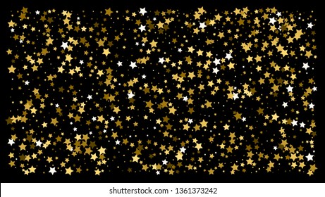 Gold stars. Confetti celebration, Falling golden abstract decoration for party, birthday celebrate, anniversary or event, festive. Festival decor. Vector illustration