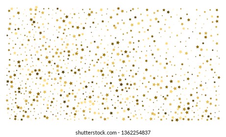 Gold stars. Confetti celebration, Falling golden abstract decoration for party, birthday celebrate, anniversary or event, festive. Festival decor. Vector illustration