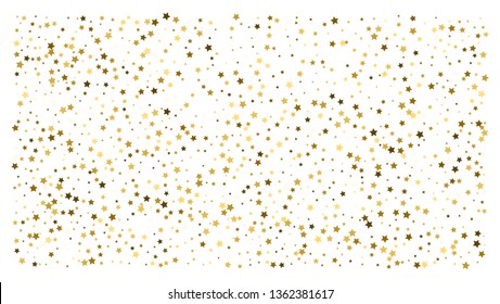 Gold stars. Confetti celebration, Falling golden abstract decoration for party, birthday celebrate, anniversary or event, festive. Festival decor. Vector illustration