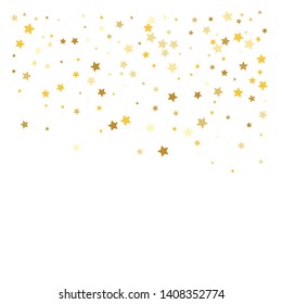 Gold stars. Confetti celebration, Falling golden abstract decoration for party, birthday celebrate, anniversary or event, festive. Festival decor. Vector illustration