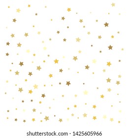 Gold stars. Confetti celebration, Falling golden abstract decoration for party, birthday celebrate, anniversary or event, festive. Festival decor. Vector illustration
