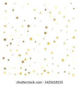 Gold stars. Confetti celebration, Falling golden abstract decoration for party, birthday celebrate, anniversary or event, festive. Festival decor. Vector illustration