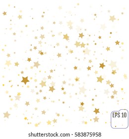 Gold stars. Confetti celebration, Falling golden abstract decoration for party, birthday celebrate, anniversary or event, festive. Festival decor. Vector illustration