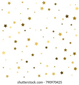 Gold stars. Confetti celebration. Festival decor. Vector illustration
