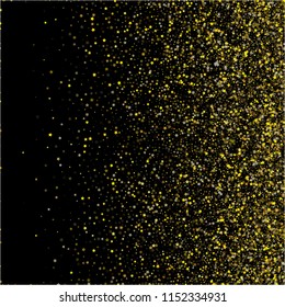Gold Stars Confetti Christmas Festive Cool Vector Background. VIP Glamour New Year, Birthday Party Decoration. Funky Ads, Sale Banner Falling Down Gold Stars Tetxure. Sparkling Glitter, Winter Holiday