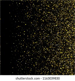 Gold Stars Confetti Christmas Festive Cool Vector Background. Bright Sparkles New Year Birthday Party Border. Trendy Ads Sale Banner Falling Down Gold Stars Tetxure. Premium Glitter Holiday Garland
