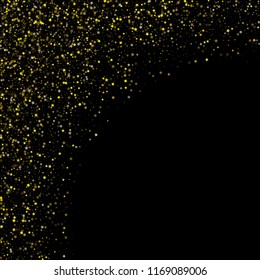 Gold Stars Confetti, Christmas Holidays Vector Background. Bright Sparkles New Year Birthday Party Frame. Funky Ads, Sale Banner Falling Down Gold Stars Tetxure. Sparkling Glitter, Winter Holiday