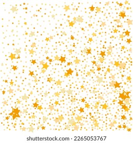 Gold stars confetti. Decoration for celebration. Vector illustration, white background, cartoon style
