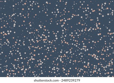 Gold stars confetti. Falling golden abstract decoration for party, birthday celebrate, anniversary or event, festive. Holiday party decor. Christmas stars on white background. Celebration Vector.