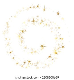 Gold stars confetti on white. Geometric metallic starburst vector background. Cool star sparkles success symbols. Galaxy objects decoration graphic design.