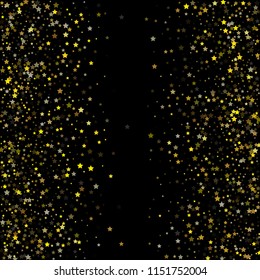 Gold Stars Confetti, Vector Christmas Celebration Background. VIP Sparkles New Year Birthday Party Decoration.