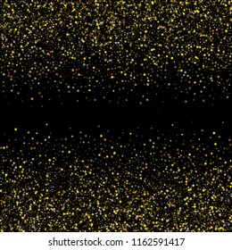 Gold Stars Confetti, Vector Christmas Celebration Background. VIP Glamour New Year, Birthday Party Decoration. Magic Ads Sale Banner Falling Down Gold Stars Tetxure. Sparkling Glitter, Winter Holiday