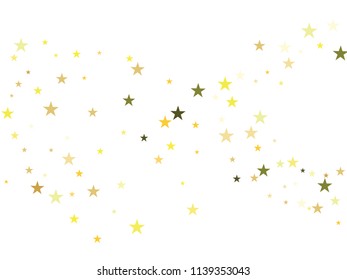 Gold Stars Confetti Vector Cosmic Magic Light Garland. Magic Christmas Lights, Gamour Sparkles, Glitter for Birthday Party Celebration. Trendy VIP New Year Holiday Premium Texture Gold Star Explosion