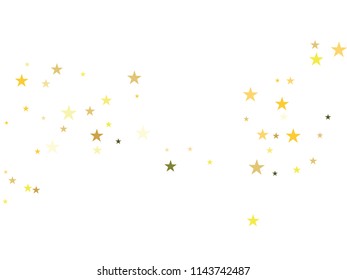 Gold Stars Confetti, Vector Cosmic Magic Light Border. 