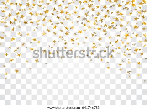 白い透明な背景に金色の星が落ちる紙吹雪 金色の爆発紙吹雪 抽象的な装飾 クリスマスのお祭りパーティーの星 光沢のある光沢のあるベクターイラスト のベクター画像素材 ロイヤリティフリー