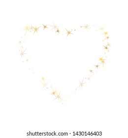 Gold stars falling on white. Geometric metallic tinsels vector background. Premium star sparkles success symbols. Christmas decoration graphic design.