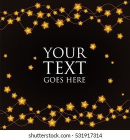 gold stars garland on a black background