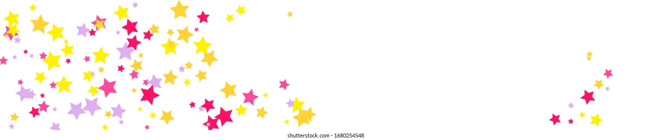 Gold Stars Gift. Yellow Texture Modern. Pink Confetti Background. Red Starry Banner. Summer Isolated. Christmas Modern. Sparkling Wallpaper. Celebration Space.