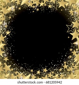 Gold stars and glitter full vector background